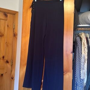 RALPH LAUREN Navy Blue Viscose Poly Blend Wide Leg Pants Trousers sz XS  EUC
